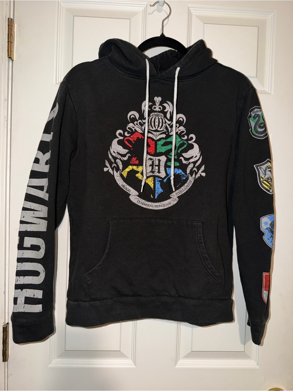 Warner Bros. Harry Potter Black Hogwarts Crest Pullover Hoodie w/ House Colors